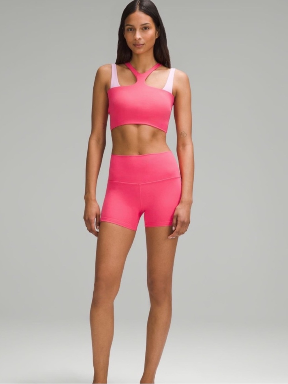 Lululemon Bend This V and Racer Bra Light Support A-C Cups Glaze Pink Size L/XL - Picture 4 of 10